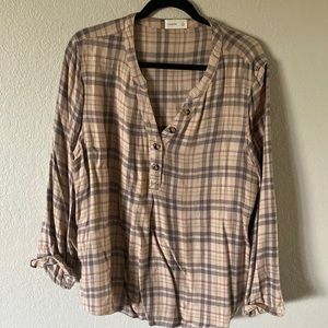 Plaid button up blouse